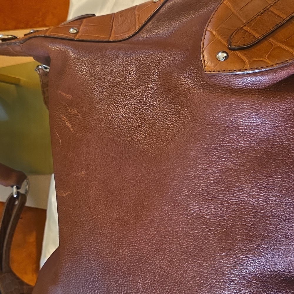 FURLA ITALIAN Brown Leather LUX Shoulder Bag Reposh - Picture 10 of 13